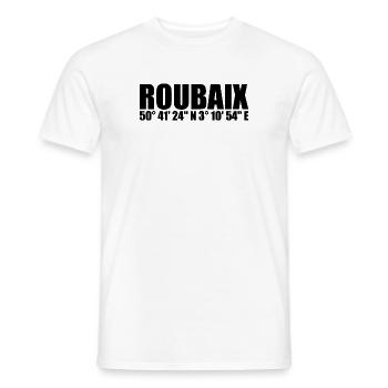 Roubaix Koordinaten - Männer T-Shirt - Weiß - Vorne - AI Model Male 178 dark (178cm)
