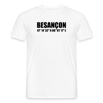 Besançon Coordinates - Men's T-Shirt - white - Front - AI Model Male 178 dark (178cm)