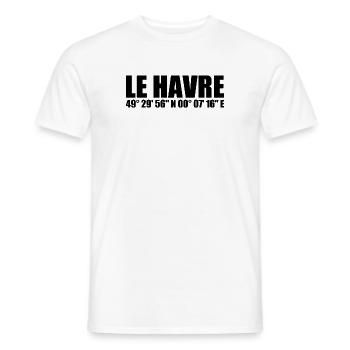 Le Havre Coordinates - Men's T-Shirt - white - Front - AI Model Male 178 dark (178cm)