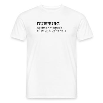 les coordonnées Duisbourg Rhénanie-du-Nord-Westphalie - T-shirt homme - blanc - Devant - AI Model Male 178 dark (178cm)
