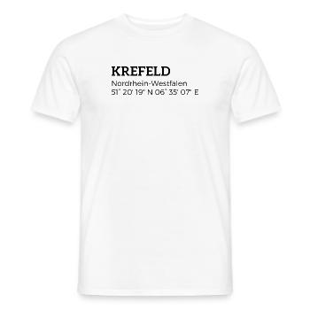 Les coordonnées de Krefeld, Rhénanie-du-Nord-Westphalie - T-shirt homme - blanc - Devant - AI Model Male 178 dark (178cm)