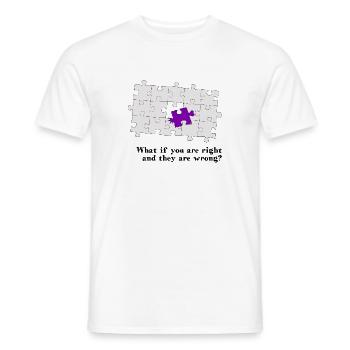 Puzzle - que se passe-t-il si vous avez raison et qu’ils ont tort? - T-shirt homme - blanc - Devant - AI Model Male 178 dark (178cm)