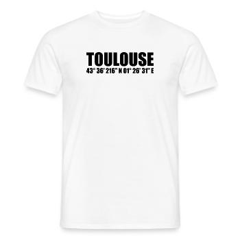 Toulouse coordinates - Men's T-Shirt - white - Front - AI Model Male 178 dark (178cm)