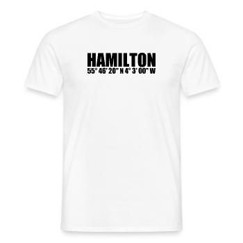 Coordonnées de Hamilton - T-shirt homme - blanc - Devant - AI Model Male 178 dark (178cm)