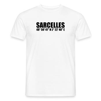 Coordonnées de Sarcelles - T-shirt homme - blanc - Devant - AI Model Male 178 dark (178cm)