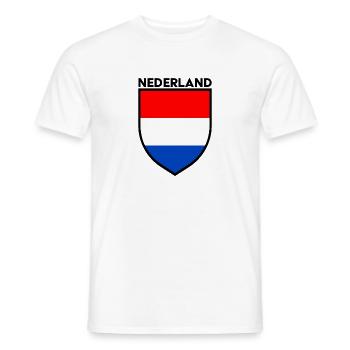Nederland / Netherlands Flag Shield - T-shirt homme - blanc - Devant - AI Model Male 178 dark (178cm)