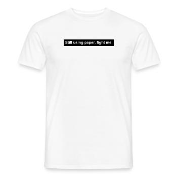 Still using paper – Geschenk für Bücherwürmer - Männer T-Shirt - Weiß - Vorne - AI Model Male 178 dark (178cm)