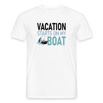 Les vacances commencent sur mon voilier - T-shirt homme - blanc - Devant - AI Model Male 178 dark (178cm)