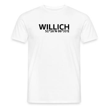 Willich Koordinaten - Männer T-Shirt - Weiß - Vorne - AI Model Male 178 dark (178cm)