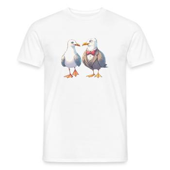 Seagulls Couple Suit Seagull North Sea Coast Love - Men's T-Shirt - white - Front - AI Model Male 178 dark (178cm)