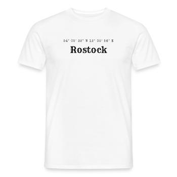 Rostock coordinates - Men's T-Shirt - white - Front - AI Model Male 178 dark (178cm)