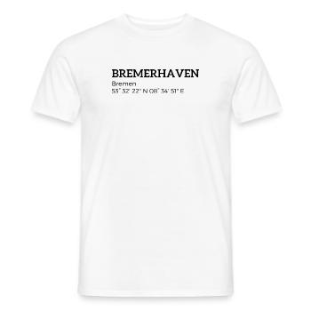 Les coordonnées de Bremerhaven Brême - T-shirt homme - blanc - Devant - AI Model Male 178 dark (178cm)