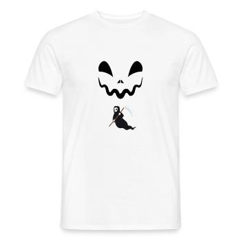 Mengdesigns: Halloween : Der Sensenmann - Männer T-Shirt - Weiß - Vorne - AI Model Male 178 dark (178cm)