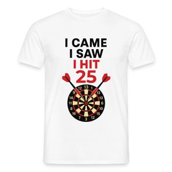 Darts Humour Score 25 - I came i saw i hit 25 - Men's T-Shirt - white - Front - AI Model Male 178 dark (178cm)