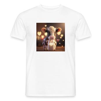 cute cow with hearts - Men's T-Shirt - white - Front - AI Model Male 178 dark (178cm)