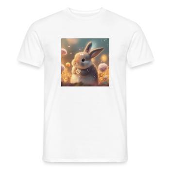 cute rabbit with flowers - Men's T-Shirt - white - Front - AI Model Male 178 dark (178cm)