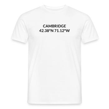 Coordonnées Cambridge, Massachusetts, États-Unis - T-shirt homme - blanc - Devant - AI Model Male 178 dark (178cm)