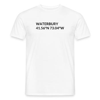 Waterbury, Connecticut, USA Coordinates - Men's T-Shirt - white - Front - AI Model Male 178 dark (178cm)