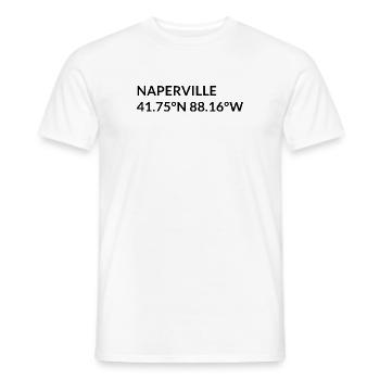 Naperville, Illinois, United States Coordinates - Men's T-Shirt - white - Front - AI Model Male 178 dark (178cm)