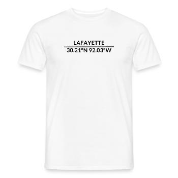 Lafayette, Louisiane, États-Unis Coordonnées - T-shirt homme - blanc - Devant - AI Model Male 178 dark (178cm)