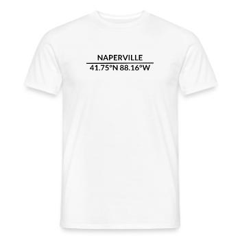 Naperville, Illinois, United States Coordinates - Men's T-Shirt - white - Front - AI Model Male 178 dark (178cm)