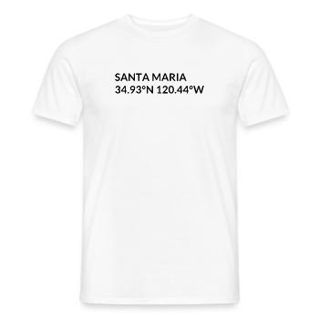 Santa Maria, Californie, États-Unis, Coordonnées - T-shirt homme - blanc - Devant - AI Model Male 178 dark (178cm)