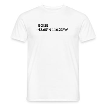 Coordonnées de Boise, Idaho, États-Unis - T-shirt homme - blanc - Devant - AI Model Male 178 dark (178cm)