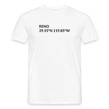 Coordonnées Reno, Nevada, États-Unis - T-shirt homme - blanc - Devant - AI Model Male 178 dark (178cm)