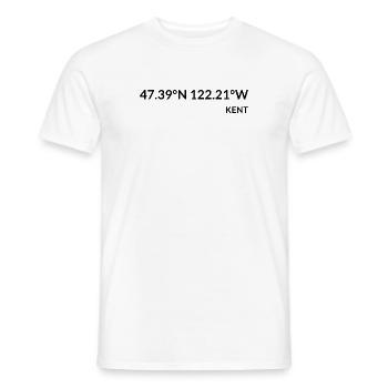 Kent Washington USA Coordinates - Men's T-Shirt - white - Front - AI Model Male 178 dark (178cm)