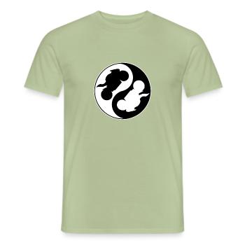 yin yang moto motard - T-shirt homme - vert sauge - Devant - AI Model Male 178 light (178cm)