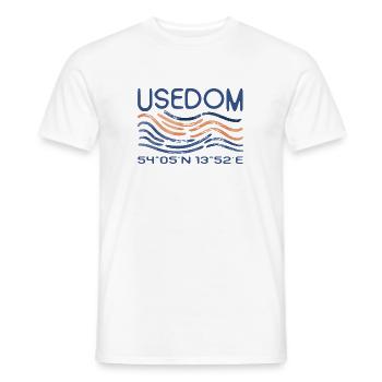Usedom Baltic Sea Island Sea GPS coordinates - Men's T-Shirt - white - Front - AI Model Male 178 dark (178cm)