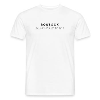 Rostock coordinates - Men's T-Shirt - white - Front - AI Model Male 178 dark (178cm)
