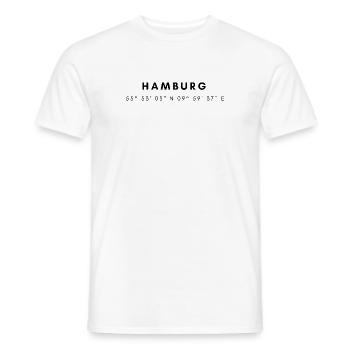 Hamburg coordinates - Men's T-Shirt - white - Front - AI Model Male 178 dark (178cm)