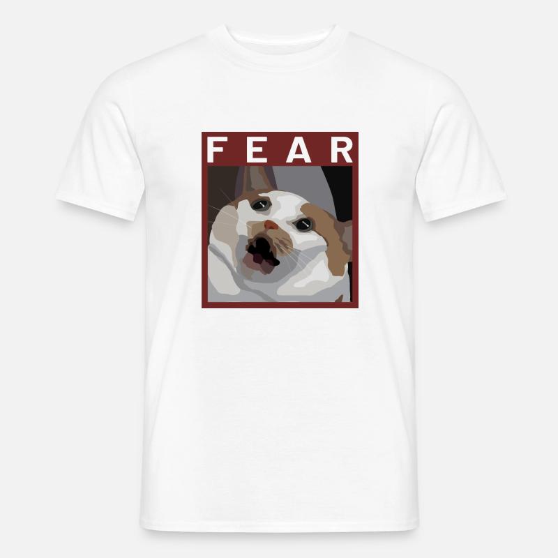 Scared cat Meme Illustration - Männer T-Shirt - Weiß