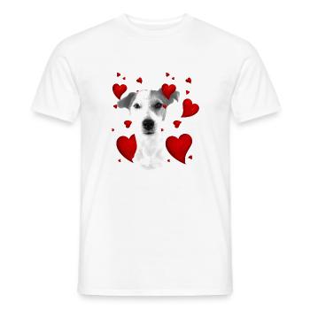 Jack Russell with hearts - Men's T-Shirt - white - Front - AI Model Male 178 dark (178cm)