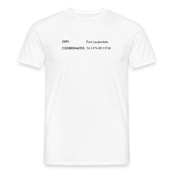 les coordonnées de Fort Lauderdale, Floride, États-Unis - T-shirt homme - blanc - Devant - AI Model Male 178 dark (178cm)