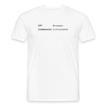 Birmingham, Alabama, USA coordinates - Men's T-Shirt - white - Front - AI Model Male 178 dark (178cm)