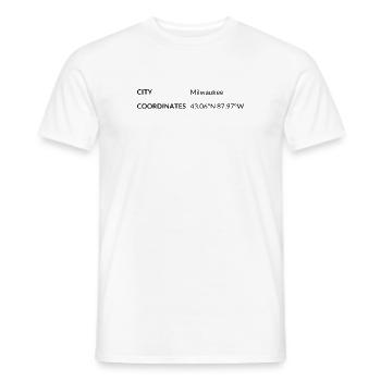 Milwaukee, Wisconsin, USA coordinates - Men's T-Shirt - white - Front - AI Model Male 178 dark (178cm)