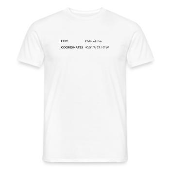 les coordonnées de Philadelphie, Pennsylvanie, États-Unis - T-shirt homme - blanc - Devant - AI Model Male 178 dark (178cm)