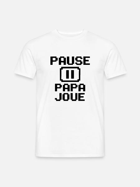 PAUSE – PAPA JOUE - T-shirt homme - blanc