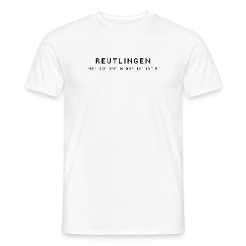 Reutlingen Koordinaten - Männer T-Shirt - Weiß - Vorne - AI Model Male 178 dark (178cm)