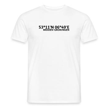 Midden-Groningen coordinates - Men's T-Shirt - white - Front - AI Model Male 178 dark (178cm)