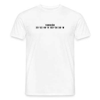 Coordonnées de Torreón, Mexique - T-shirt homme - blanc - Devant - AI Model Male 178 dark (178cm)