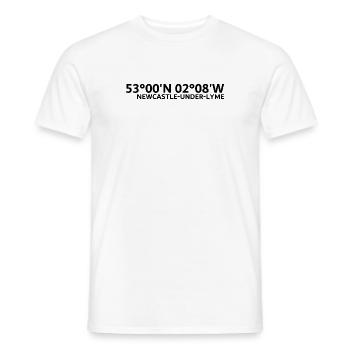 Newcastle-under-Lyme Koordinaten - Männer T-Shirt - Weiß - Vorne - AI Model Male 178 dark (178cm)