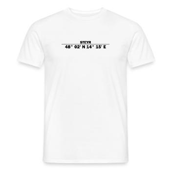 Coordonnées Steyr - T-shirt homme - blanc - Devant - AI Model Male 178 dark (178cm)