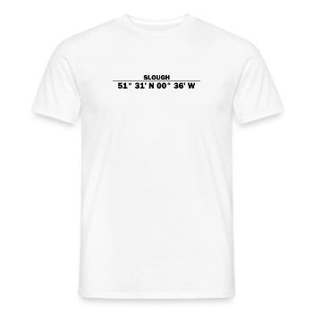 Slough coordinates - Men's T-Shirt - white - Front - AI Model Male 178 dark (178cm)