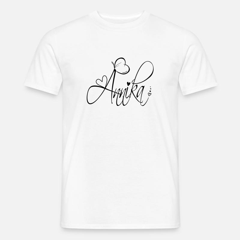 Annika Cognome Nome Ragazza Calligrafia Decor - T-shirt uomo - bianco