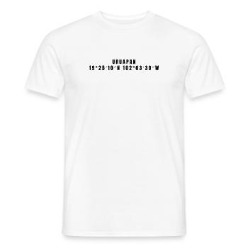 Uruapan, Mexico Coordinates - Men's T-Shirt - white - Front - AI Model Male 178 dark (178cm)