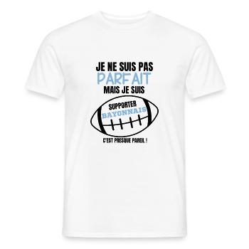 Supporter Bayonnais Rugby - T-shirt homme - blanc - Devant - AI Model Male 178 dark (178cm)