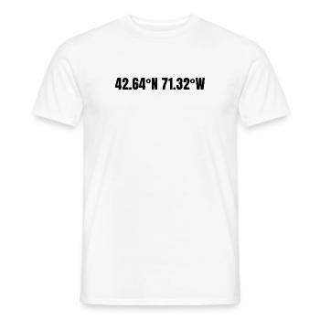 Coordonnées de Lowell, Massachusetts, États-Unis - T-shirt homme - blanc - Devant - AI Model Male 178 dark (178cm)